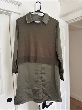 Sam Edelman Olive Layered Button-Down Shirt